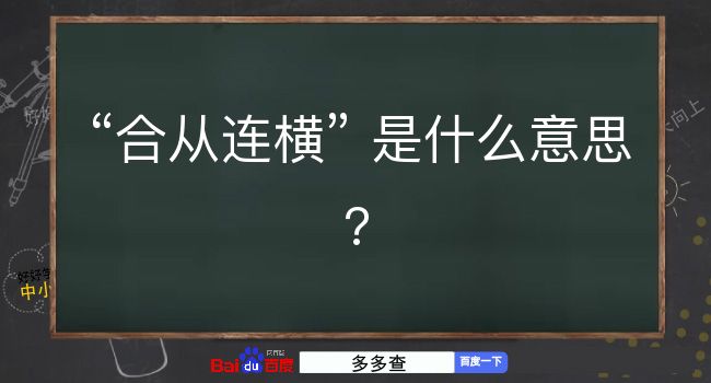 合从连横是什么意思？