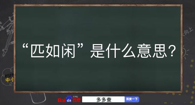 匹如闲是什么意思？