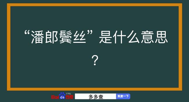 潘郎鬓丝是什么意思？