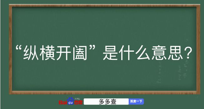 纵横开阖是什么意思？