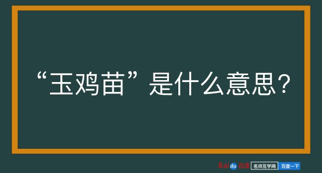 玉鸡苗是什么意思？