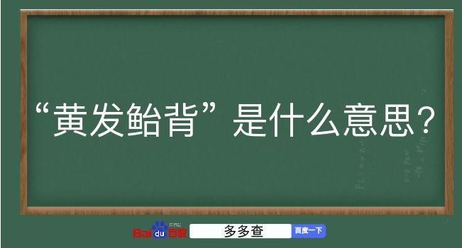 黄发鲐背是什么意思？