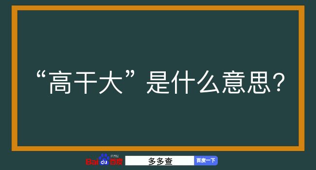 高干大是什么意思？