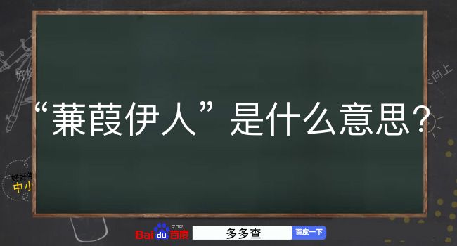 蒹葭伊人是什么意思？