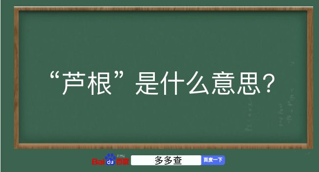 芦根是什么意思？