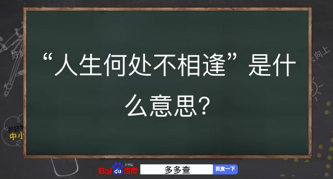 人生何处不相逢是什么意思？