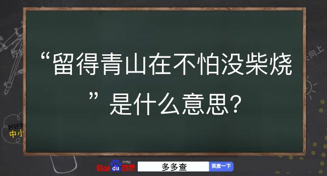 留得青山在不怕没柴烧是什么意思？