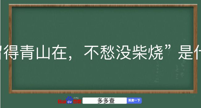 留得青山在，不愁没柴烧是什么意思？