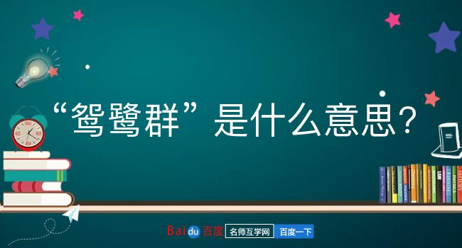 鸳鹭群是什么意思？