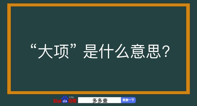 大项是什么意思？