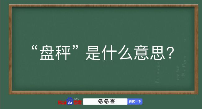 盘秤是什么意思？