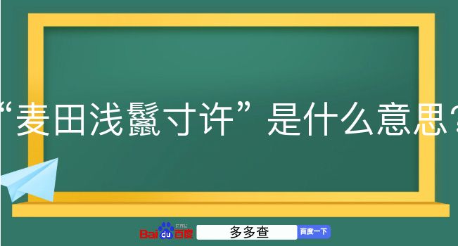 麦田浅鬣寸许是什么意思？