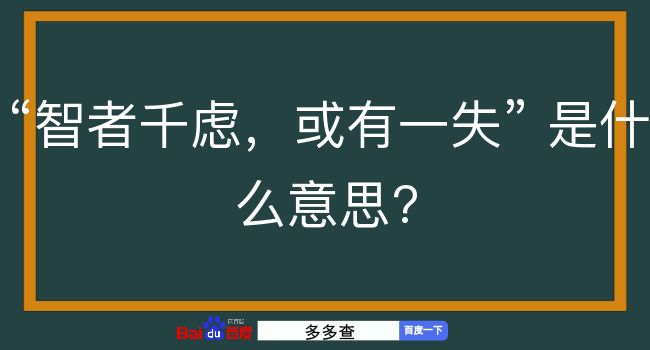 智者千虑，或有一失